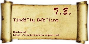 Tibély Bálint névjegykártya